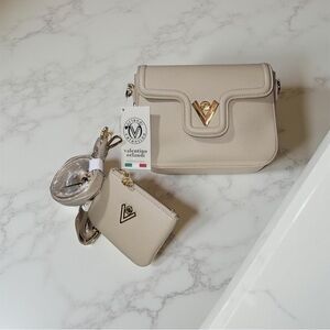 New Valentino Orlandi Cream Vegan Leather Shoulder Bag